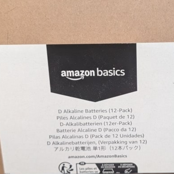 Amazon Basics 12-Pack D Cell Alkaline All-Purpose Batteries, 1.5 Volt - New - Picture 3 of 5